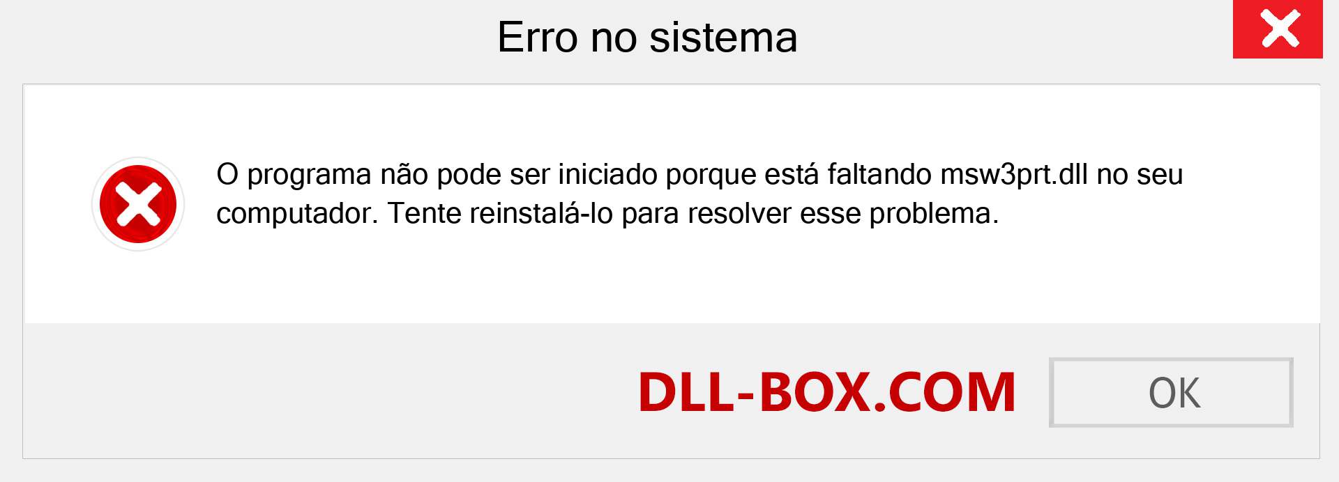 Arquivo msw3prt.dll ausente ?. Download para Windows 7, 8, 10 - Correção de erro ausente msw3prt dll no Windows, fotos, imagens